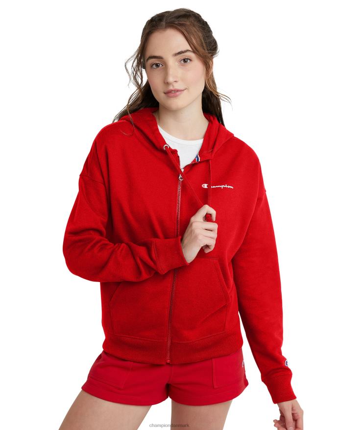 Champion powerblend fleece hættetrøje med fuld lynlås V6J661068 munter rød