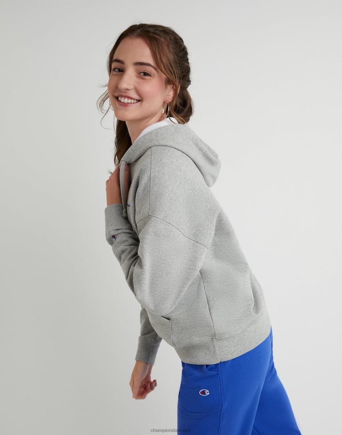Champion powerblend fleece hættetrøje med fuld lynlås V6J661069 oxford grå