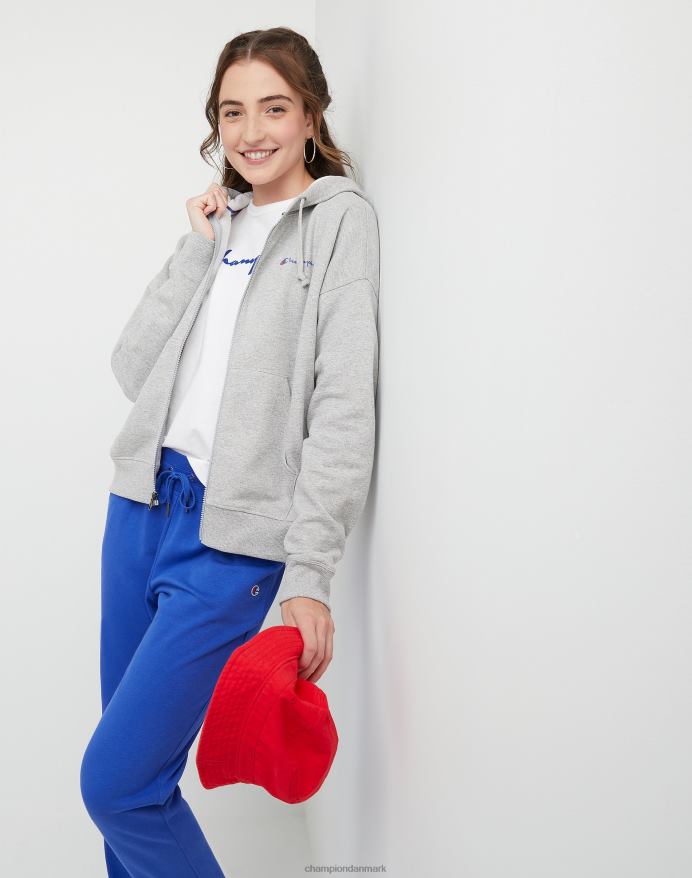 Champion powerblend fleece hættetrøje med fuld lynlås V6J661069 oxford grå