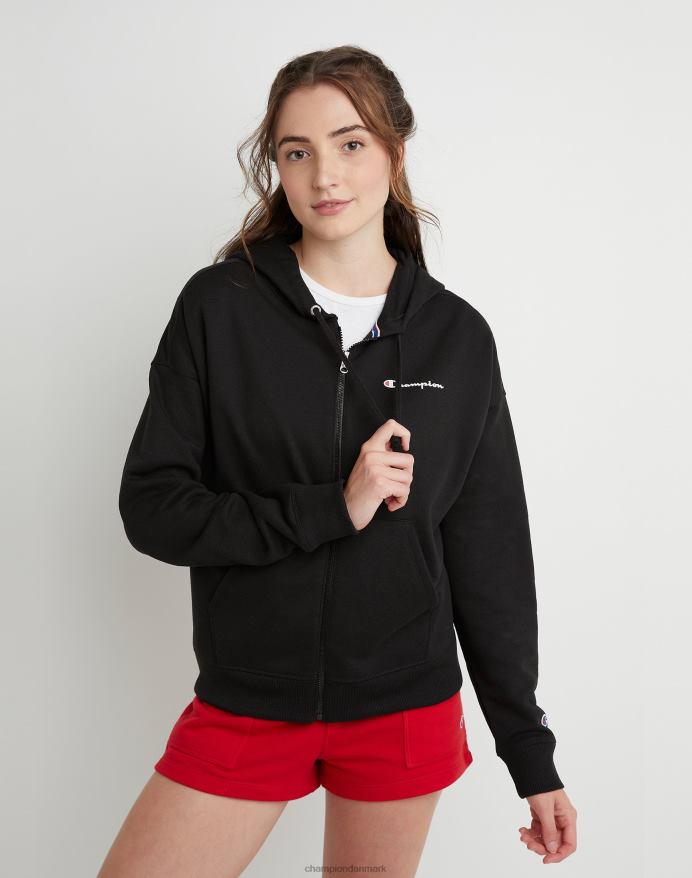 Champion powerblend fleece hættetrøje med fuld lynlås V6J661070 sort