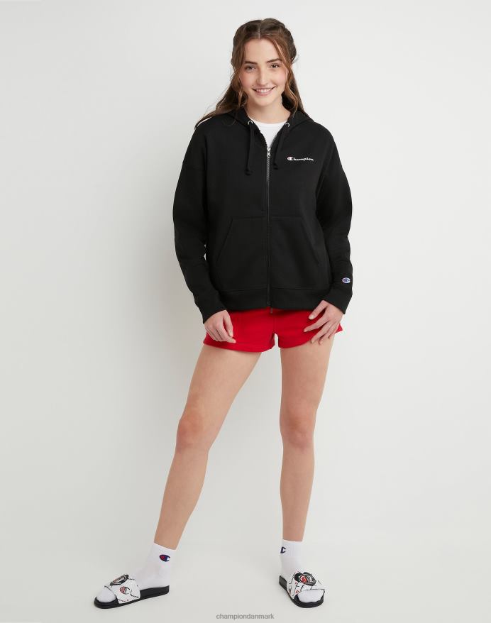 Champion powerblend fleece hættetrøje med fuld lynlås V6J661070 sort