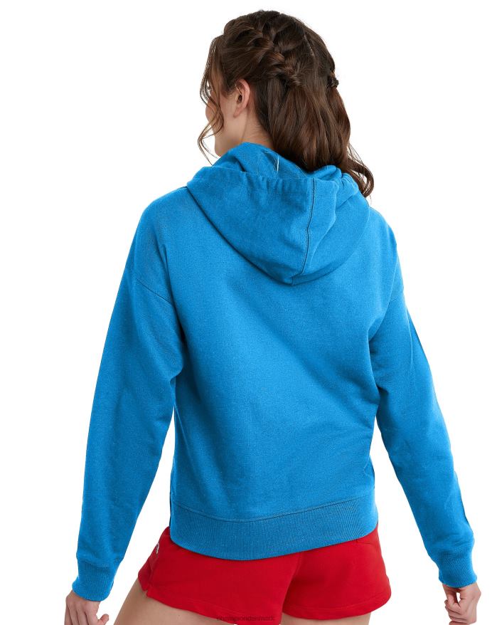 Champion powerblend fleece hættetrøje med fuld lynlås V6J661071 blå jay