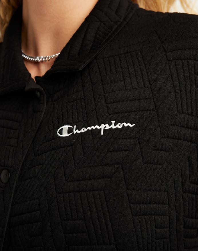 Champion soft touch tekstur jakke broderet script logo V6J661059 sort