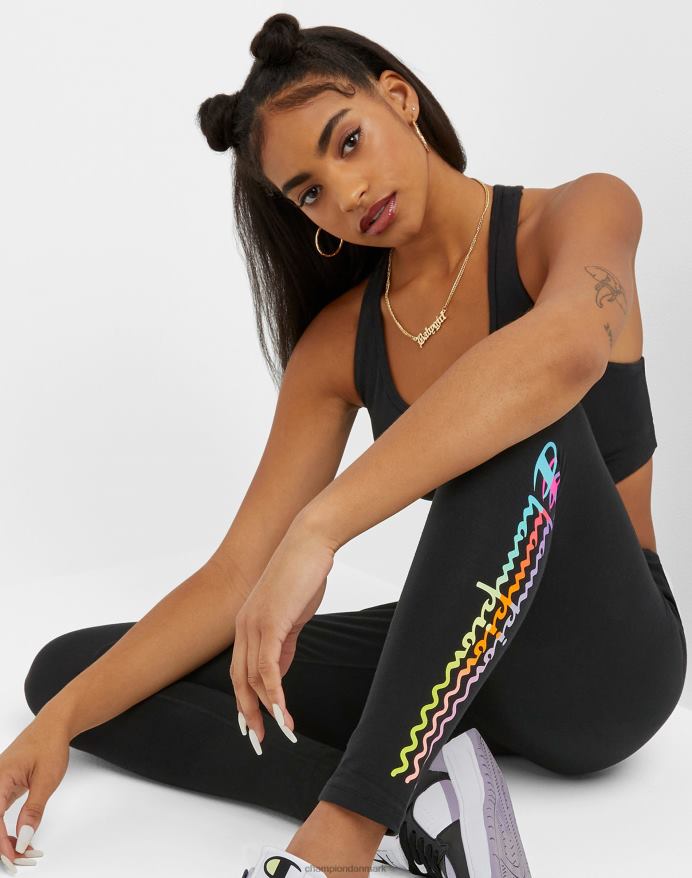 Champion autentiske leggings bølget script 25 V6J661286 sort