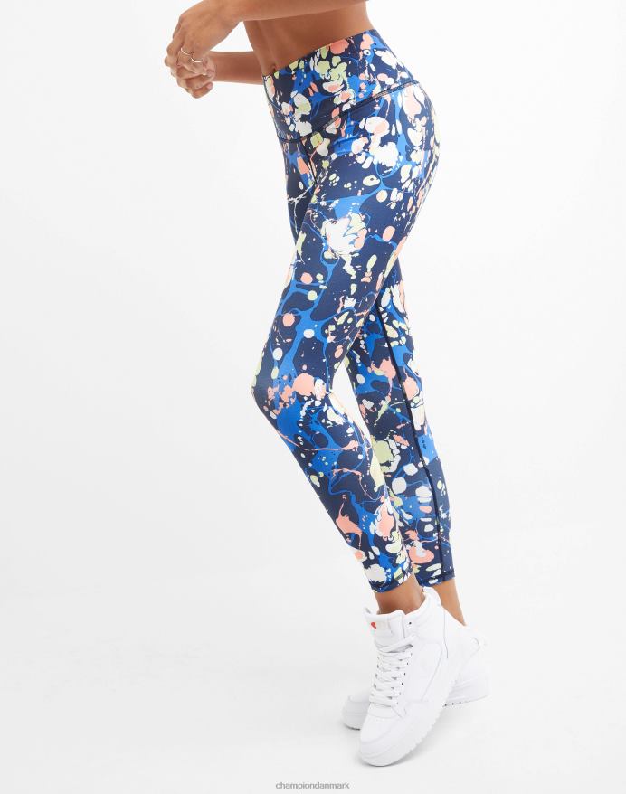 Champion soft touch 7/8 print tights 25 V6J661293 mørk marmor klassisk himmelblå