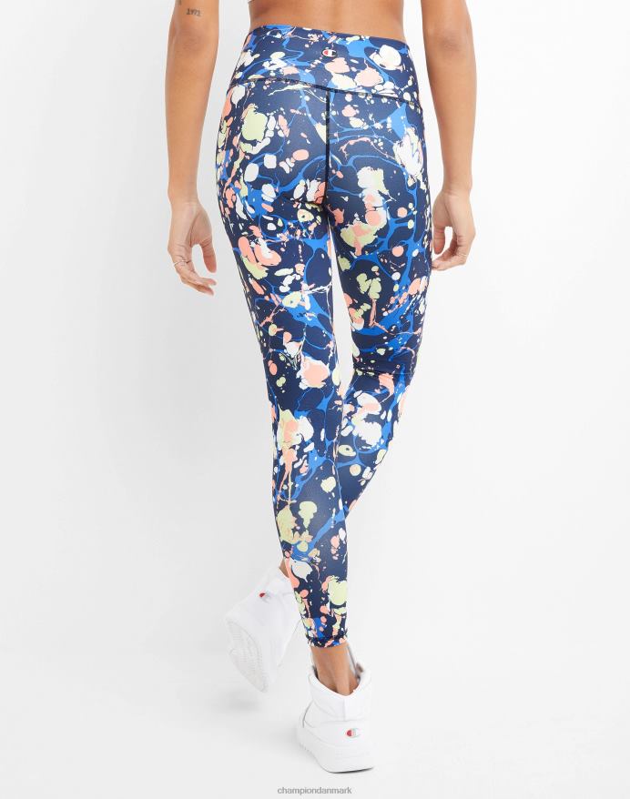 Champion soft touch 7/8 print tights 25 V6J661293 mørk marmor klassisk himmelblå