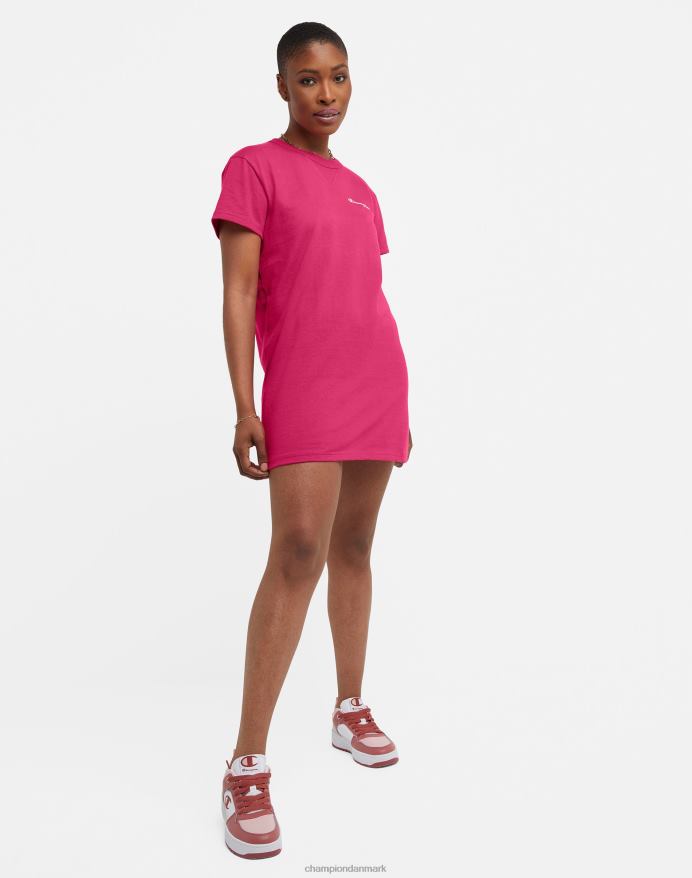 Champion t-shirt kjole script logo V6J661545 strawberry rouge