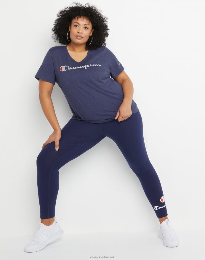 Champion plus jersey v-hals t-shirt script logo V6J661657 kejserlig indigo lyng