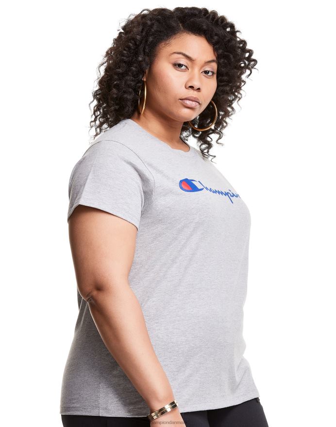 Champion plus klassisk tee script logo V6J661653 oxford grå