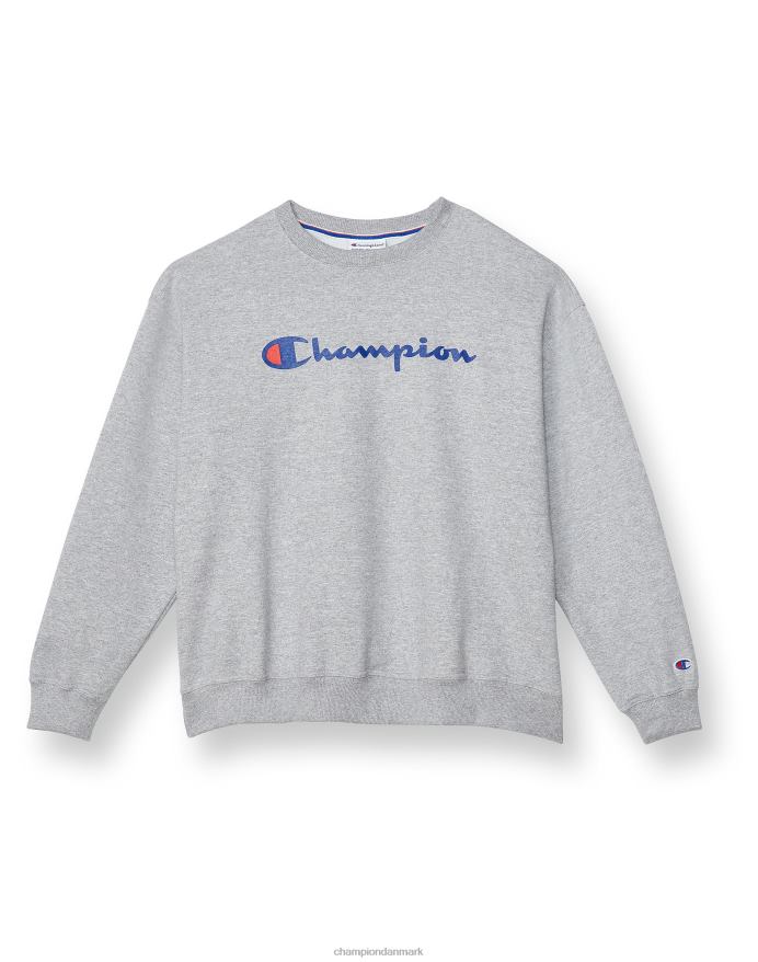 Champion plus powerblend fleece crew med script logo V6J661635 oxford grå
