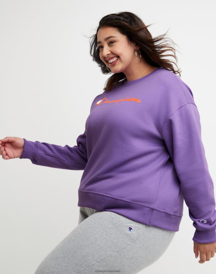 Champion plus powerblend fleece crew med script logo V6J661636 kreativ lilla