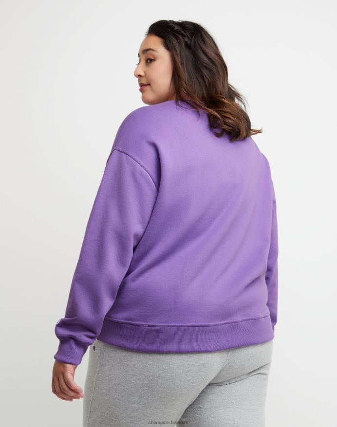 Champion plus powerblend fleece crew med script logo V6J661636 kreativ lilla