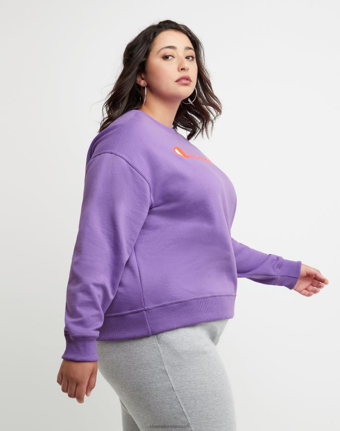 Champion plus powerblend fleece crew med script logo V6J661636 kreativ lilla