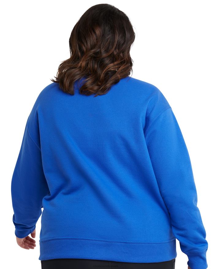 Champion plus powerblend fleece crew med script logo V6J661639 dyb blændende blå