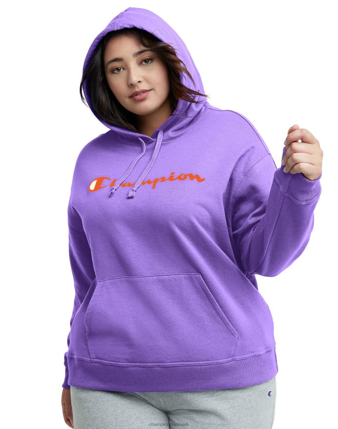 Champion plus powerblend fleece hættetrøje script logo V6J661640 kreativ lilla