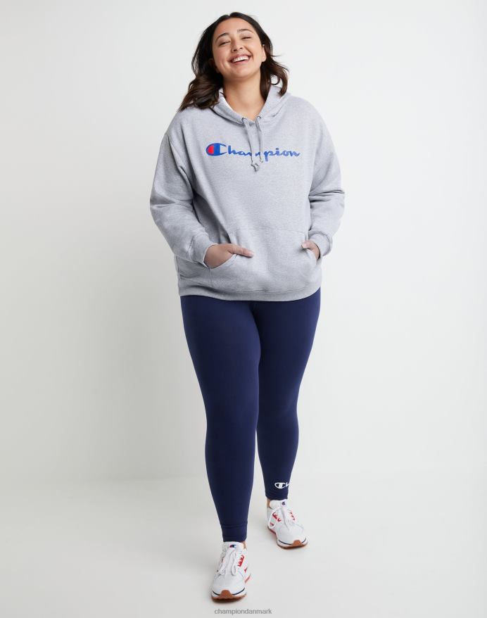 Champion plus powerblend fleece hættetrøje script logo V6J661641 oxford grå