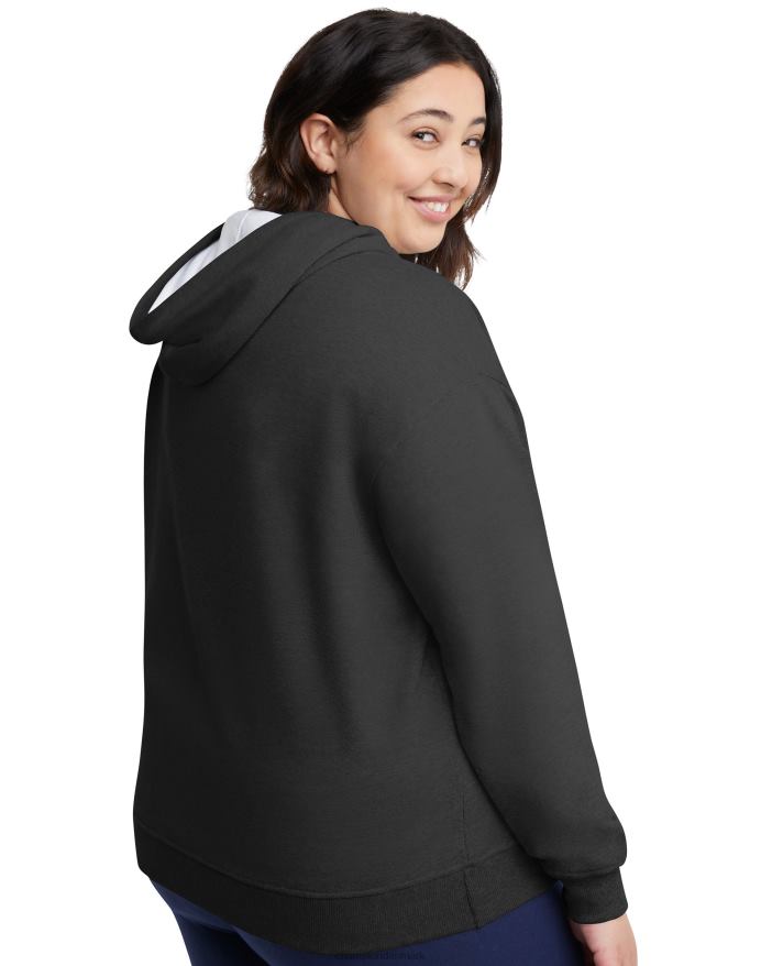 Champion plus powerblend fleece hættetrøje script logo V6J661642 sort