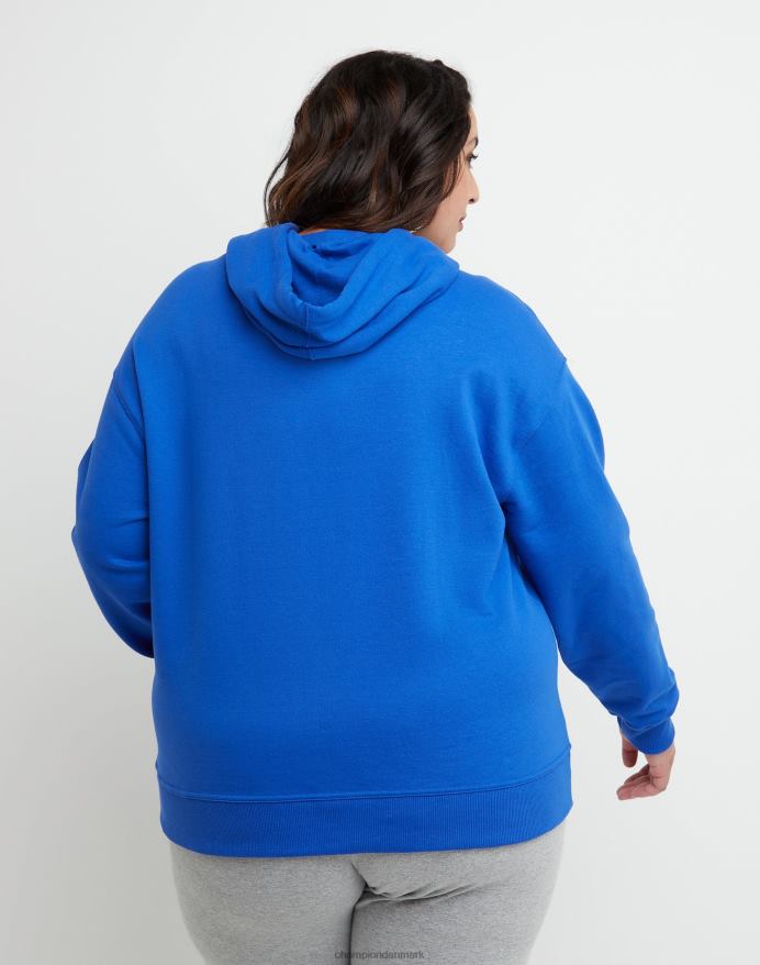 Champion plus powerblend fleece hættetrøje script logo V6J661644 dyb blændende blå