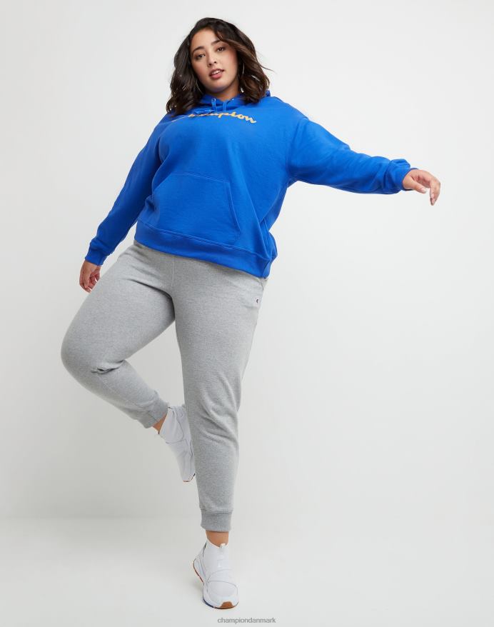 Champion plus powerblend fleece hættetrøje script logo V6J661644 dyb blændende blå