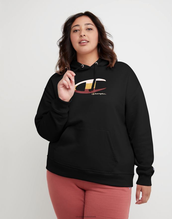 Champion plus powerblend hættetrøje folie c logo V6J661630 sort