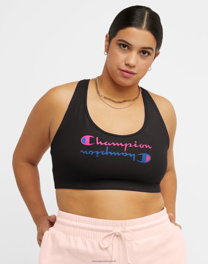 Champion autentisk sports-bh reflekterende script (plus størrelse) V6J661208 sort