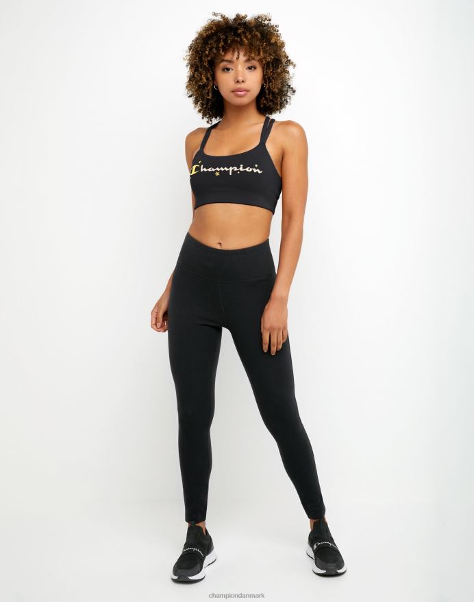 Champion det autentiske sports-bh-skrift med stropper og foliestjernelogo V6J661218 sort