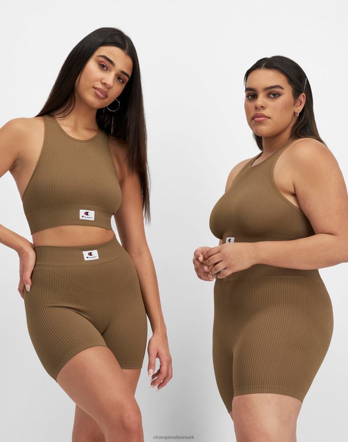Champion sømløs ribbet racerback crop top V6J661176 midtvejs brun