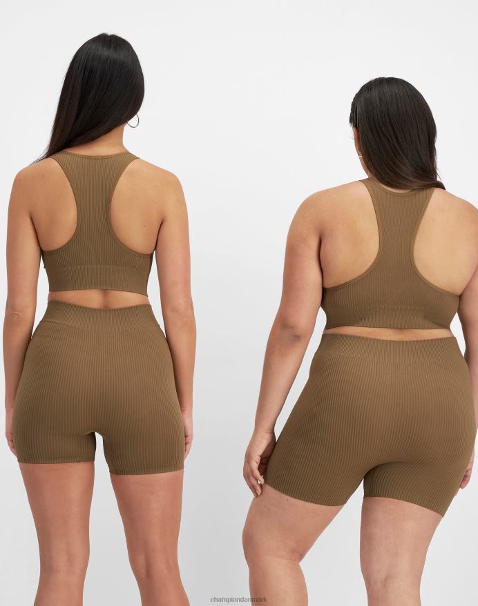 Champion sømløs ribbet racerback crop top V6J661176 midtvejs brun