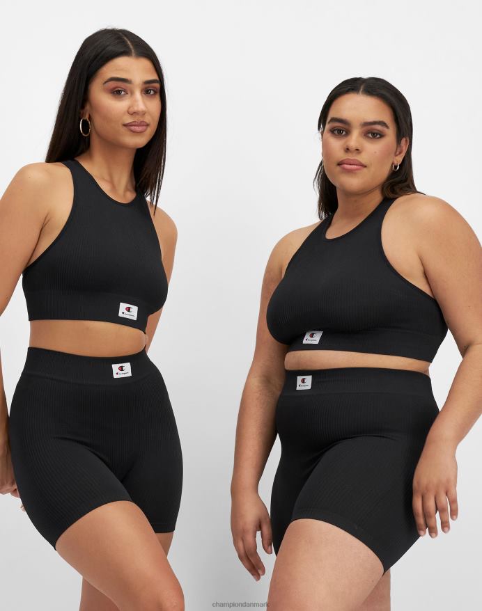 Champion sømløs ribbet racerback crop top V6J661177 sort