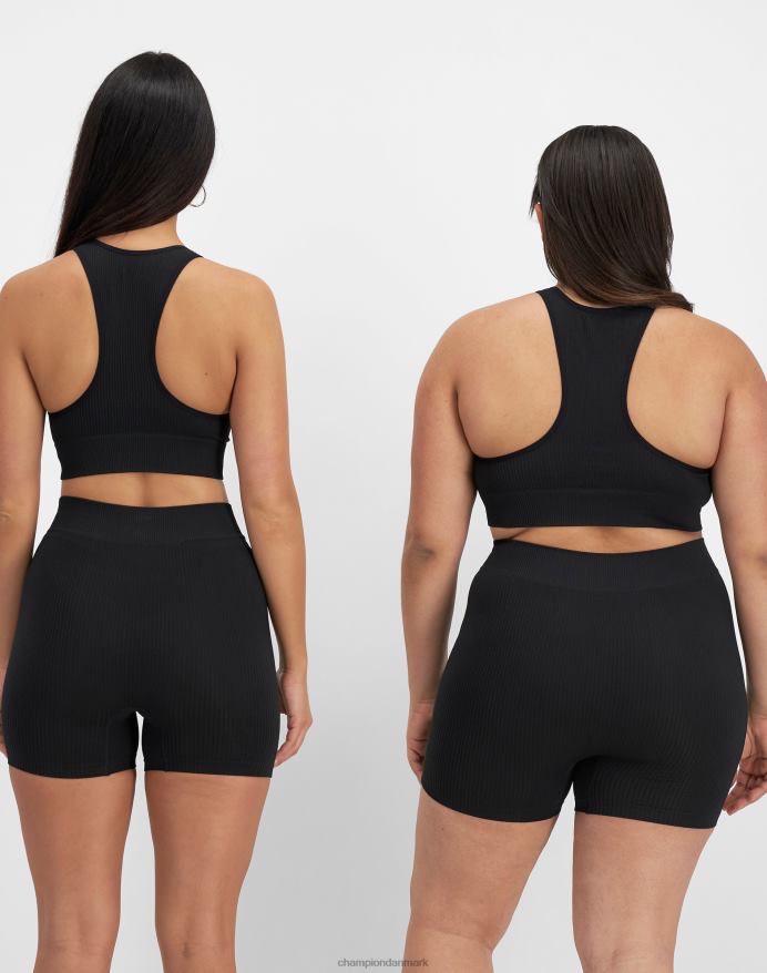 Champion sømløs ribbet racerback crop top V6J661177 sort