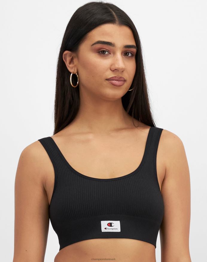 Champion sømløs ribbet scoop top V6J661179 sort