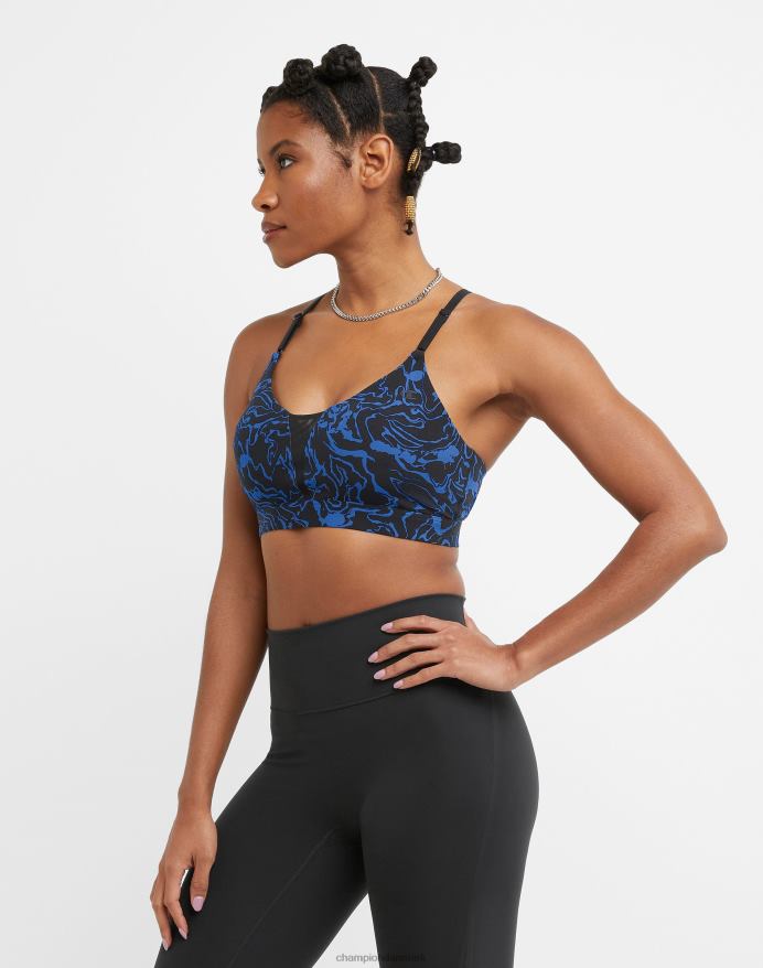 Champion soft touch sports bh print c logo V6J661200 marmorbølge sort