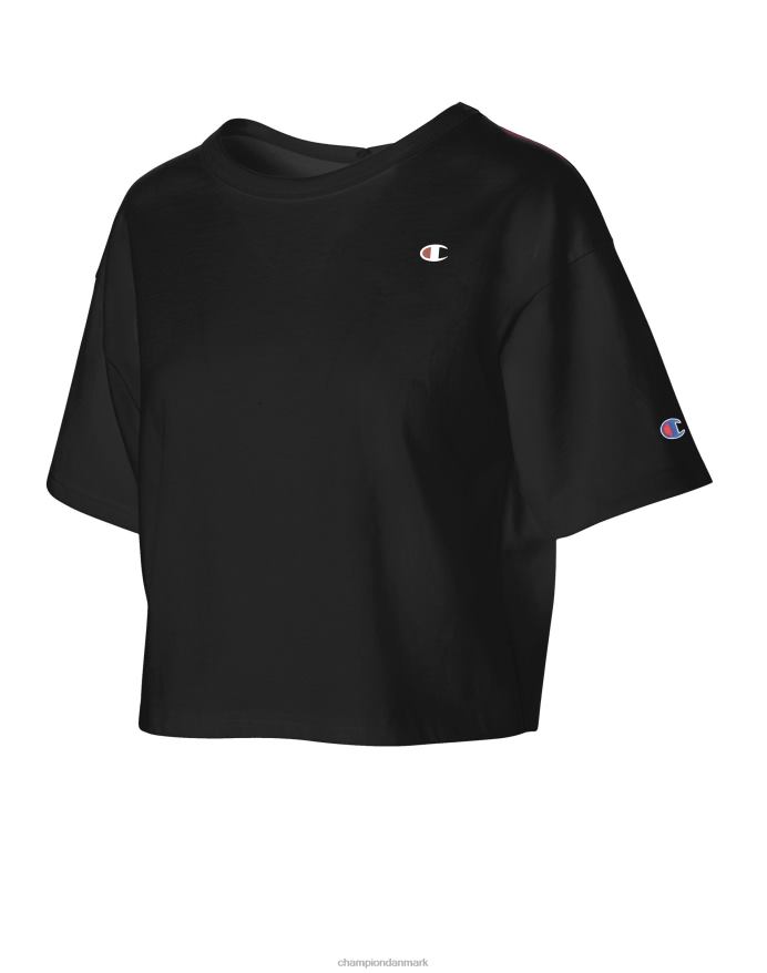 Champion Heritage cropped t-shirt c logo V6J662043 sort