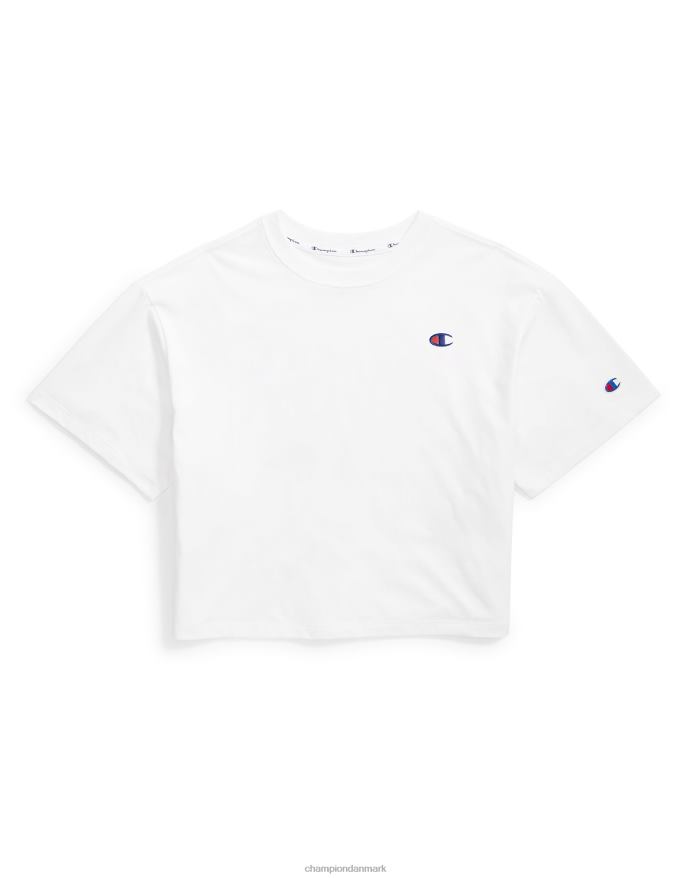 Champion Heritage cropped t-shirt c logo V6J662044 hvid
