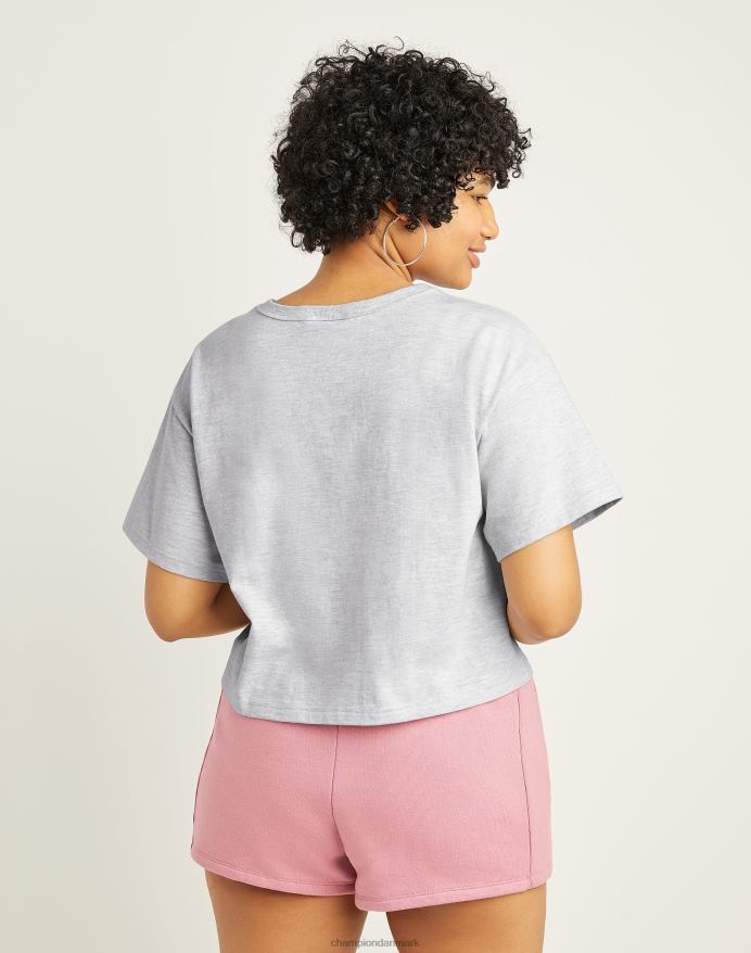 Champion Heritage cropped t-shirt c logo V6J662045 sølvgrå