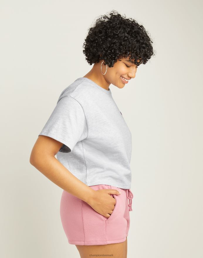 Champion Heritage cropped t-shirt c logo V6J662045 sølvgrå