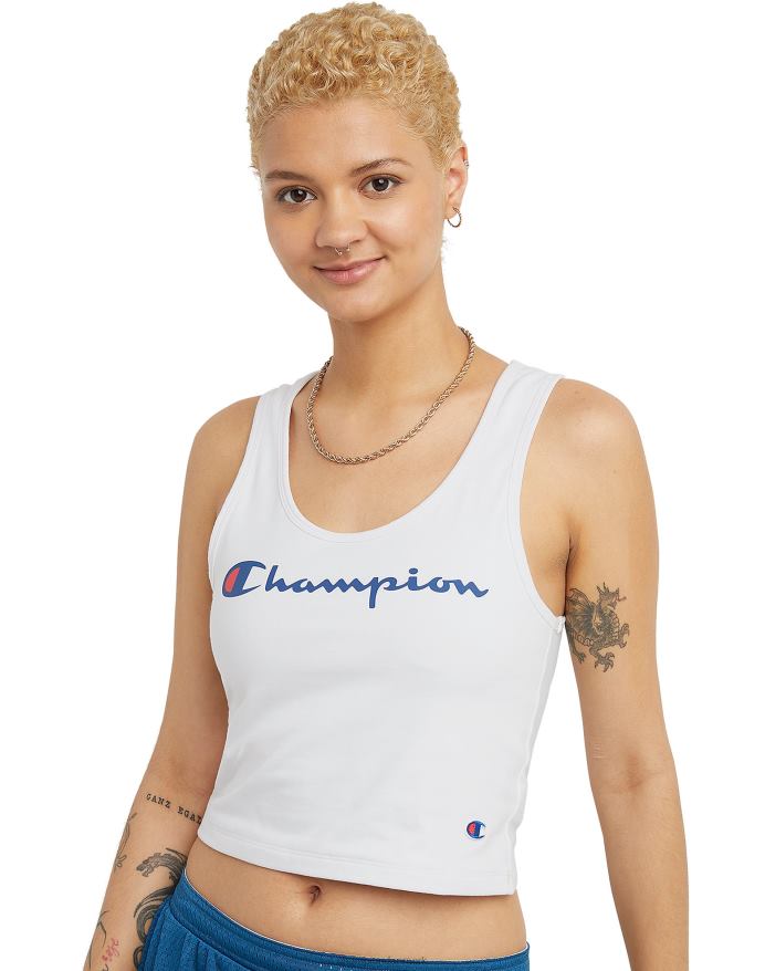 Champion autentisk crop top script logo V6J661373 hvid