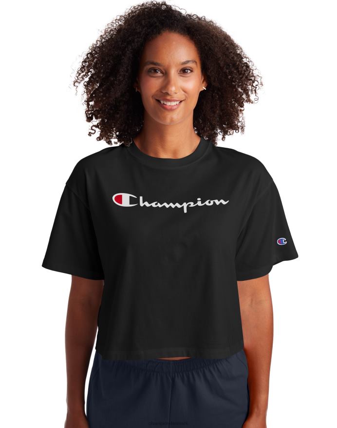 Champion beskåret tee script logo V6J662070 sort