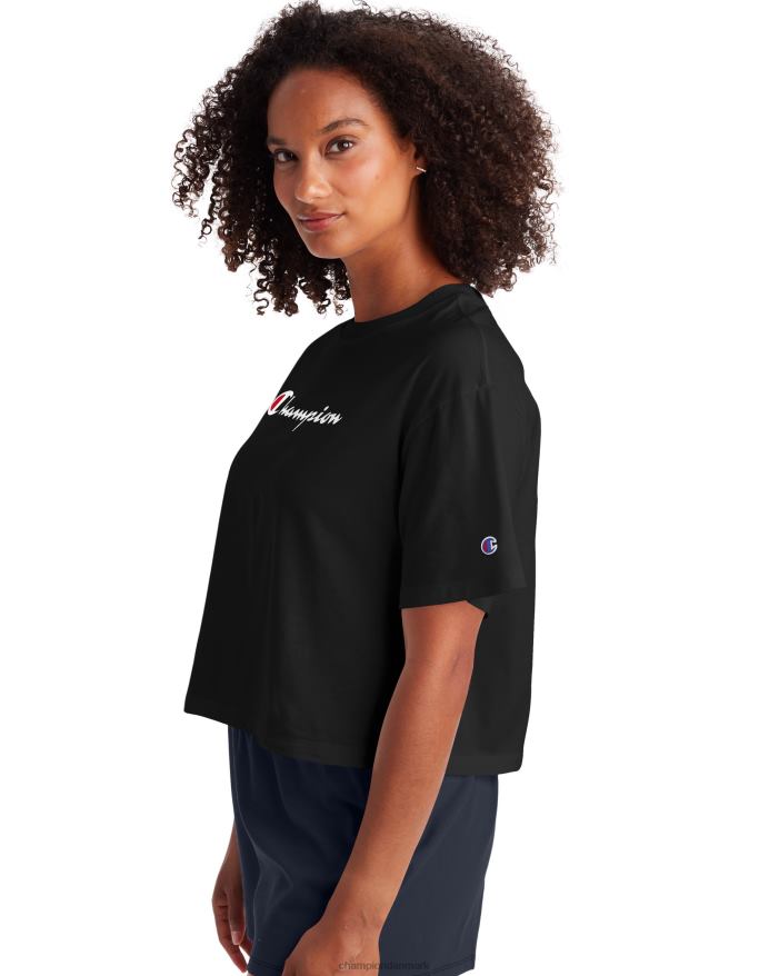 Champion beskåret tee script logo V6J662070 sort