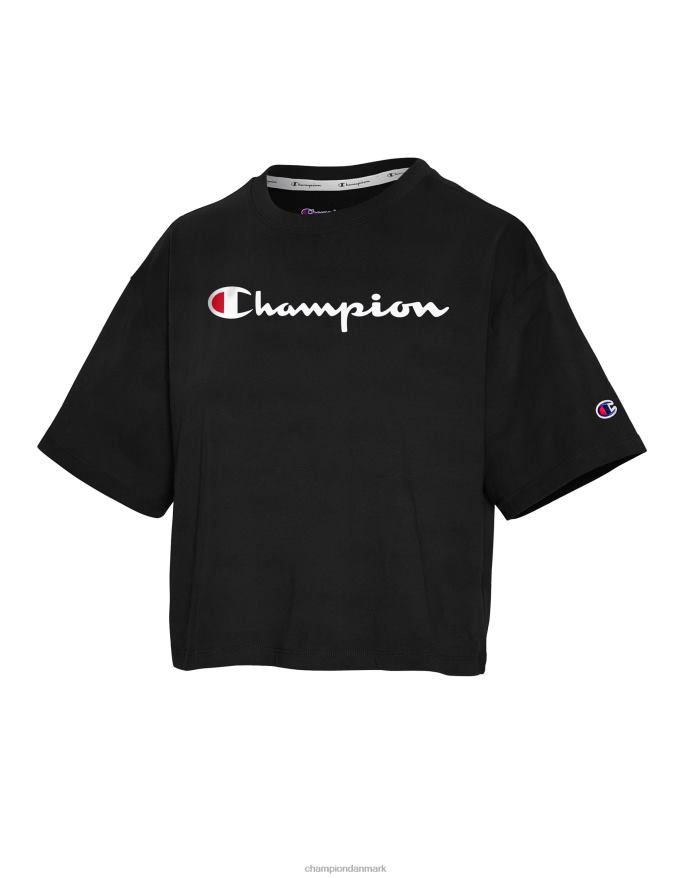 Champion beskåret tee script logo V6J662070 sort