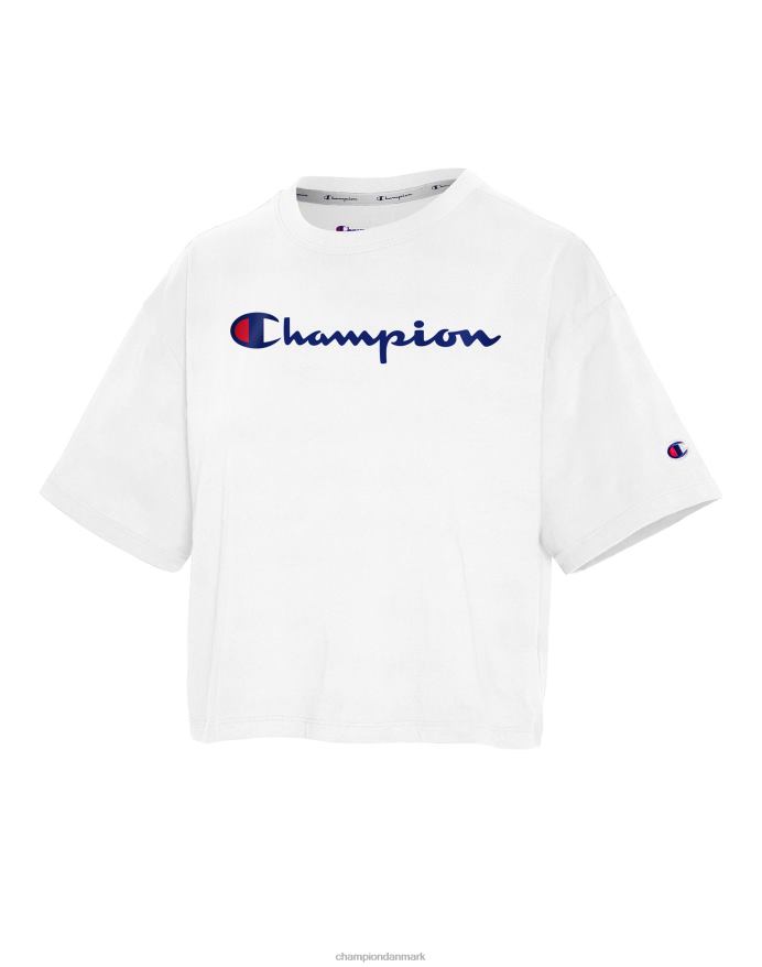 Champion beskåret tee script logo V6J662071 hvid