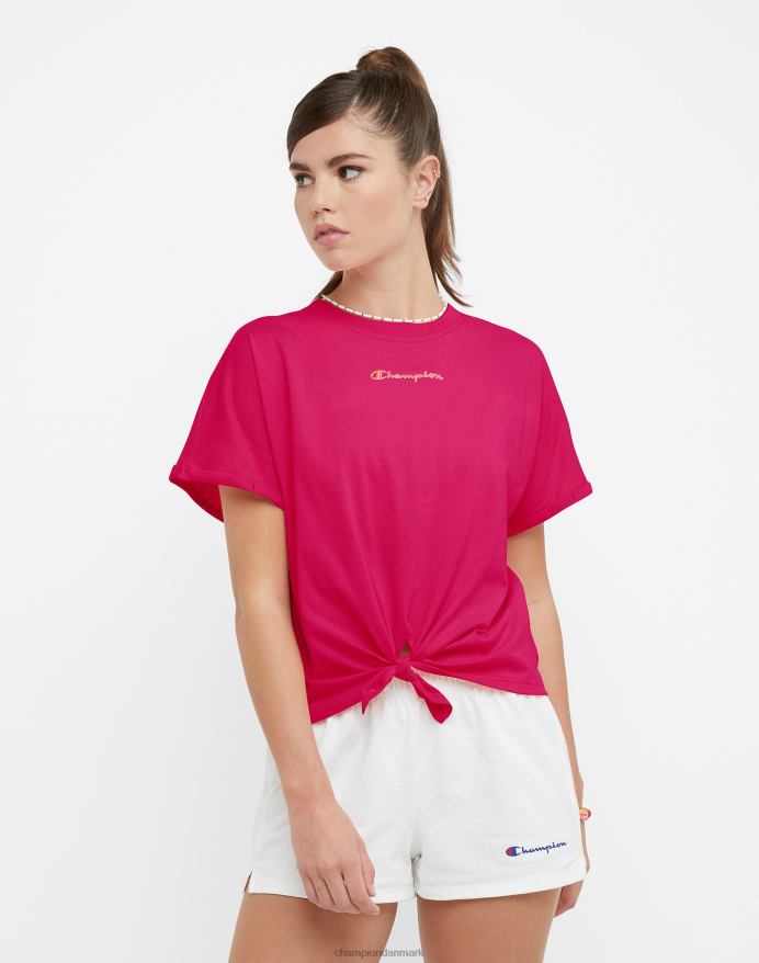 Champion forreste slips t-shirt klassisk script V6J661342 strawberry rouge