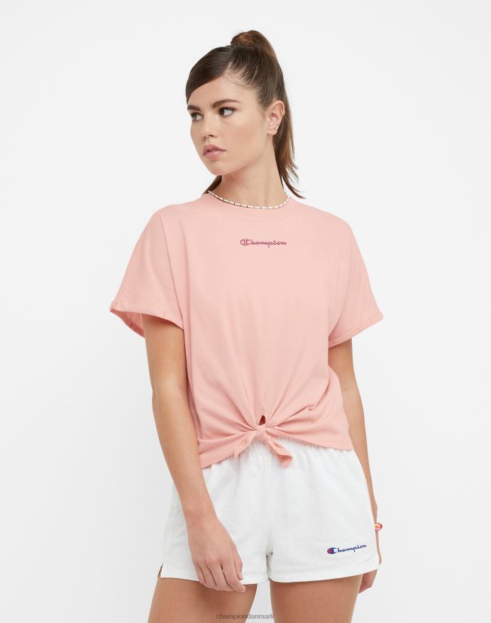 Champion forreste slips t-shirt klassisk script V6J661344 bleg blush pink