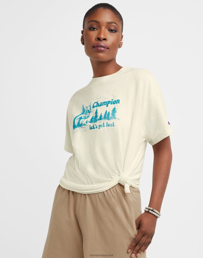 Champion grafisk t-shirt 'lad os fare vild' egerngrafik V6J661347 kridhvid