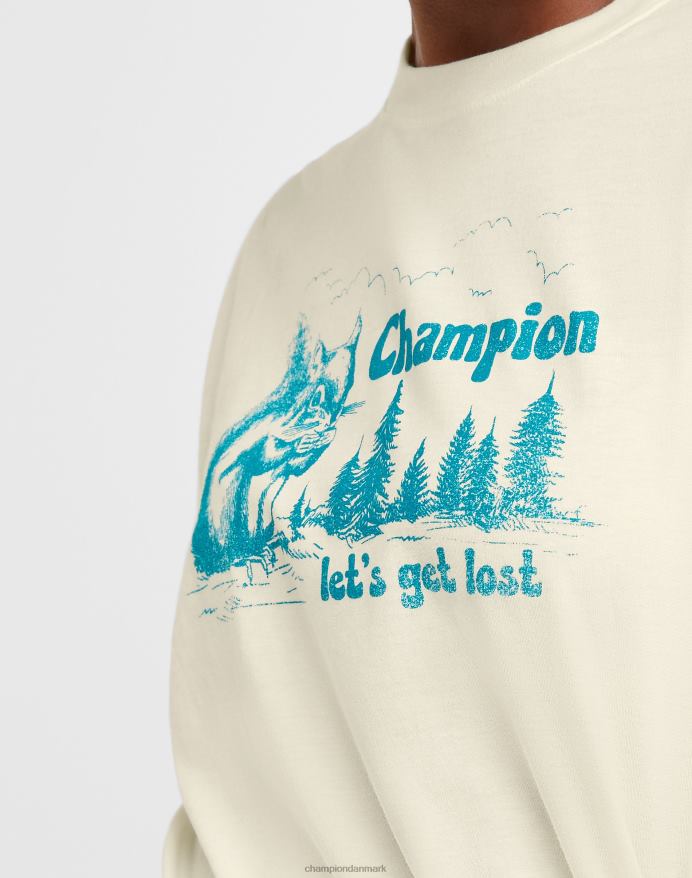 Champion grafisk t-shirt \'lad os fare vild\' egerngrafik V6J661347 kridhvid