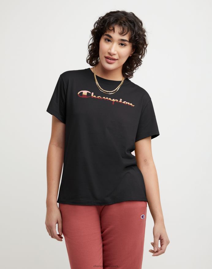 Champion klassisk T-shirt colorblock folie script logo V6J662030 sort