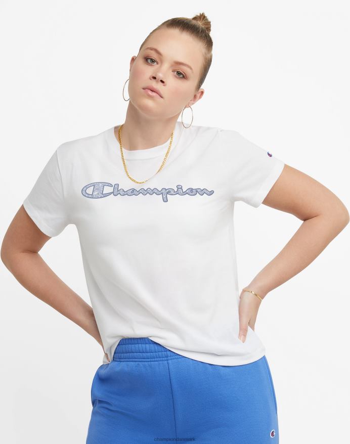 Champion klassisk grafisk t-shirt marmor script logo V6J661375 hvid