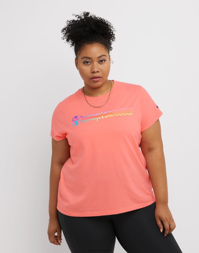 Champion klassisk grafisk t-shirt ombre wave logo (plus størrelse) V6J661353 sukker fersken