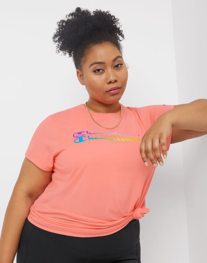 Champion klassisk grafisk t-shirt ombre wave logo (plus størrelse) V6J661353 sukker fersken