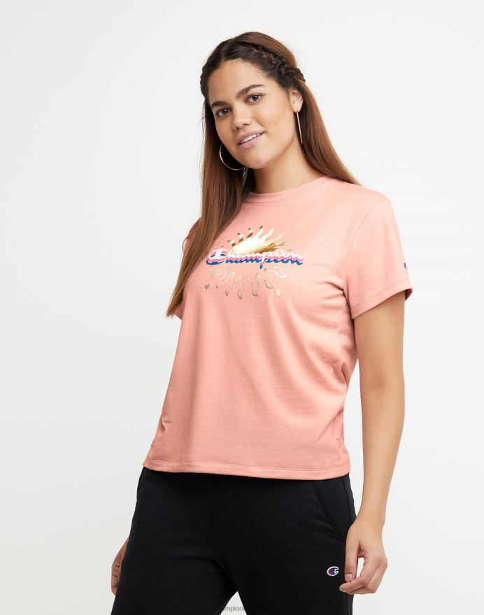 Champion klassisk grafisk tee folie sol V6J661371 lyserød stjerne